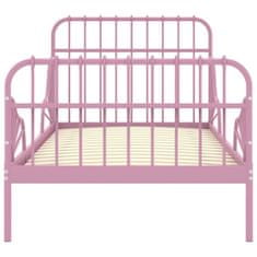 Vidaxl Raztegljiv posteljni okvir roza kovinski 80x130/200 cm
