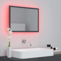 Vidaxl LED kopalniško ogledalo visok sijaj sivo 60x8,5x37 cm