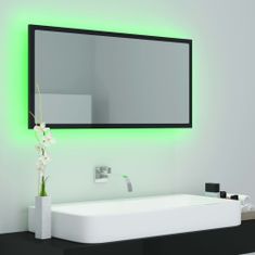 Vidaxl LED kopalniško ogledalo visok sijaj črno 90x8,5x37cm iverna pl.