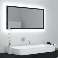 Vidaxl LED kopalniško ogledalo visok sijaj črno 90x8,5x37cm iverna pl.