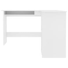 Greatstore Kotna miza L-oblike bela 120x140x75 cm iverna plošča