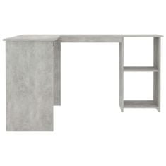 Vidaxl Kotna miza L-oblike betonsko siva 120x140x75 cm iverna plošča