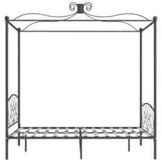 Vidaxl Posteljni okvir z ogrodjem za baldahin siv kovinski 140x200 cm