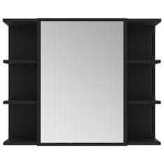 Vidaxl Kopalniška omarica z ogledalom črna 80x20,5x64cm inženirski les