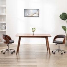 Vidaxl Vrtljivi jedilni stoli 2 kosa sivi ukrivljen les in blago