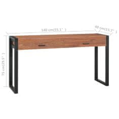 Vidaxl Pisalna miza z 2 predaloma 140x40x75 cm predelana tikovina