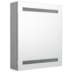 Vidaxl LED kopalniška omarica z ogledalom betonsko siva 50x14x60 cm