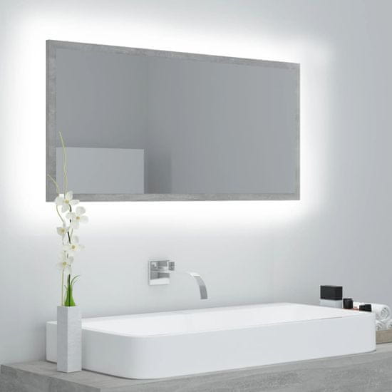 Vidaxl LED kopalniško ogledalo betonsko sivo 90x8,5x37cm iverna plošča