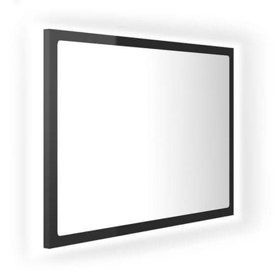 Vidaxl LED kopalniško ogledalo visok sijaj črno 60x8,5x37 cm