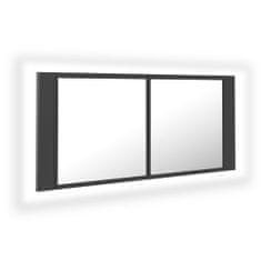 Vidaxl LED kopalniška omarica z ogledalom siva 100x12x45 cm