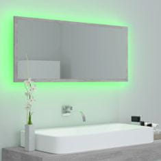 Vidaxl LED kopalniško ogledalo betonsko sivo 100x8,5x37 cm iverna pl.