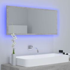 Vidaxl LED kopalniško ogledalo betonsko sivo 100x8,5x37 cm iverna pl.