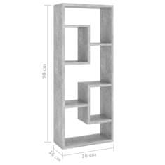 Vidaxl Stenska polica betonsko siva 36x16x90 cm iverna plošča