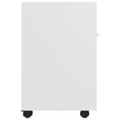 Greatstore Stranska omarica s koleščki bela 33x38x60 cm iverna plošča
