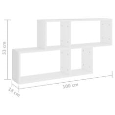 Vidaxl Stenska polica bela 100x18x53 cm inženirski les