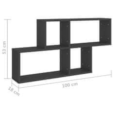 Vidaxl Stenska polica siva 100x18x53 cm iverna plošča