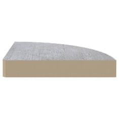 Vidaxl Kotna stenska polica betonsko siva 35x35x3,8 cm MDF