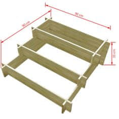 Vidaxl Cvetlično korito 3-nadstropno 90x90x35 cm impregniran les