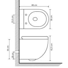 Vidaxl Viseča WC školjka brez roba keramična bela