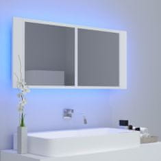 Vidaxl LED kopalniška omarica z ogledalom bela 100x12x45 cm