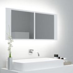 Vidaxl LED kopalniška omarica z ogledalom bela 100x12x45 cm