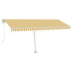 Vidaxl Prostostoječa avtomatska tenda 500x350 cm rumena/bela