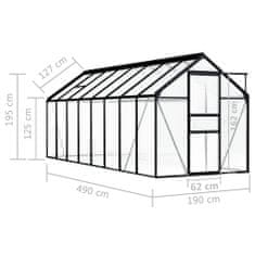 Vidaxl Rastlinjak antracit iz aluminija 9,31 m³