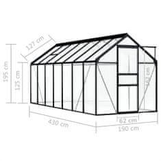 Vidaxl Rastlinjak antraciten iz aluminija 8,17 m2