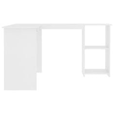 Greatstore Kotna miza L-oblike bela 120x140x75 cm iverna plošča