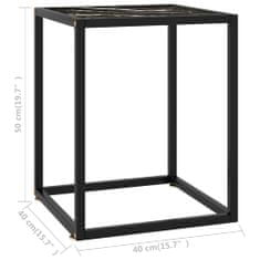 Vidaxl Čajna mizica črna s črnim marmornim steklom 40x40x50 cm