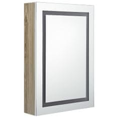 Vidaxl LED kopalniška omarica z ogledalom bela in hrast 50x13x70 cm
