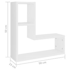 Vidaxl Stenska polica 2 kosa bela 50x15x50 cm iverna plošča