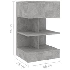 Vidaxl Nočna omarica betonsko siva 40x35x65 cm iverna plošča