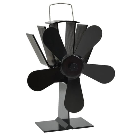 Vidaxl Ventilator za kamin na toploto s 5 krili črn