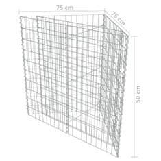 Vidaxl Visoka greda gabion pocinkano jeklo 75x75x50 cm