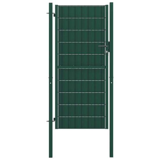 Vidaxl Vrata za ograjo PVC in jeklo 100x124 cm zelena