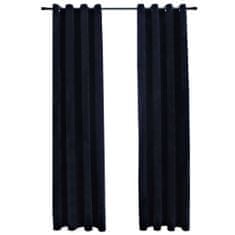 Vidaxl Zatemnitvene zavese z obročki 2 kosa žamet črne 140x225 cm