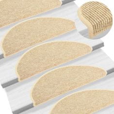 shumee vidaXL Samolepilne preproge za stopnice sisal 15 kosov 65x21x4 cm bež