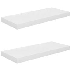 Vidaxl Stenske police 2 kosa visok sijaj bele 60x23,5x3,8 cm MDF