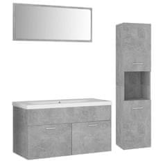 Vidaxl Komplet kopalniškega pohištva betonsko sive barve inž. les