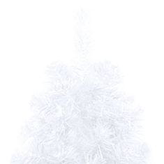 Vidaxl Polovična novoletna jelka z LED lučkami in bučkami bela 180 cm