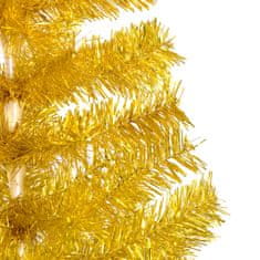 Vidaxl Novoletna jelka z LED lučkami in bučkami zlata 180 cm PET