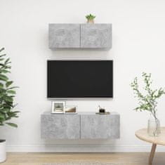 Vidaxl Komplet TV omaric 2-delni betonsko siva iverna plošča