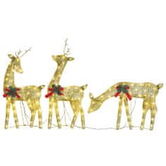 shumee Družuna božičnih jelenov 270x7x90 cm zlata toplo bela mreža