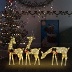 shumee Družuna božičnih jelenov 270x7x90 cm zlata toplo bela mreža