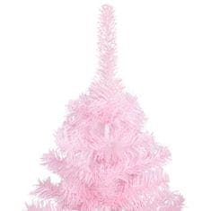 Vidaxl Umetna novoletna jelka z LED lučkami in bučkami roza 120 cm