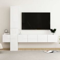 Vidaxl Komplet TV omaric 5-delni visok sijaj bela iverna plošča