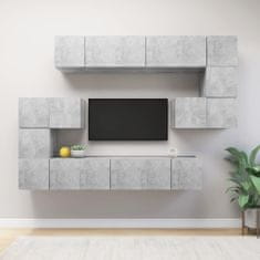 Vidaxl Komplet TV omaric 10-delni betonsko siva iverna plošča