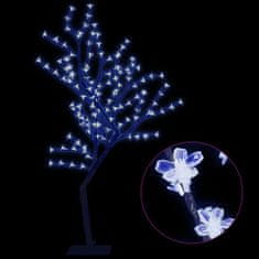 Greatstore Božično drevesce 128 LED lučk modri češnjevi cvetovi 120 cm