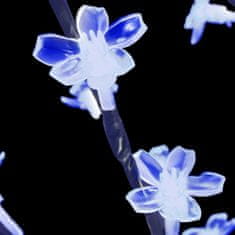 Greatstore Božično drevesce 128 LED lučk modri češnjevi cvetovi 120 cm